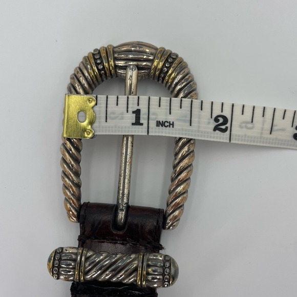 Fossil 90s Western Belt Brown Croc Leather Embossed  2-Tone Buckle Size Small - Picture 10 of 14